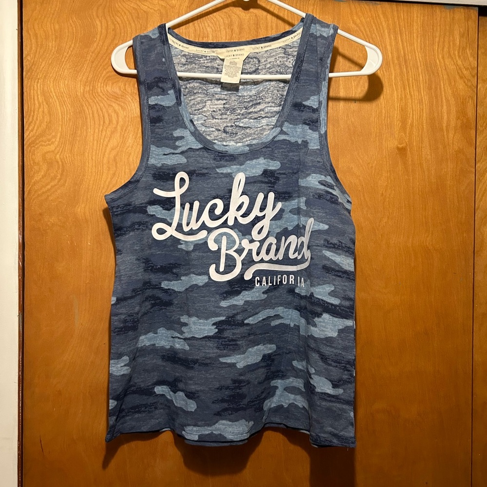 Lucky Brand Blue Camouflage Tank Top